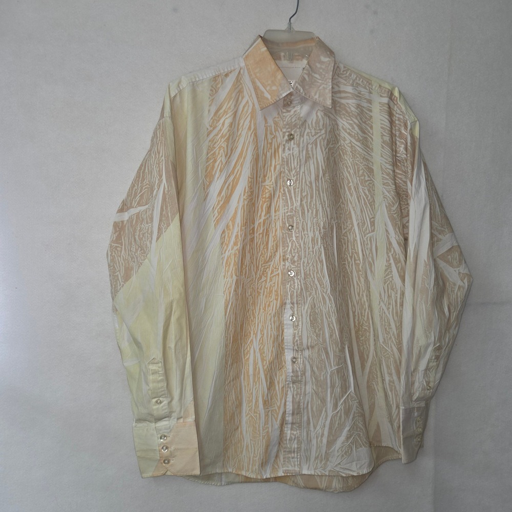 Bare Fox Platinum Cotton Clothing Men XL Button Down Shirt Abstract TieDye Print